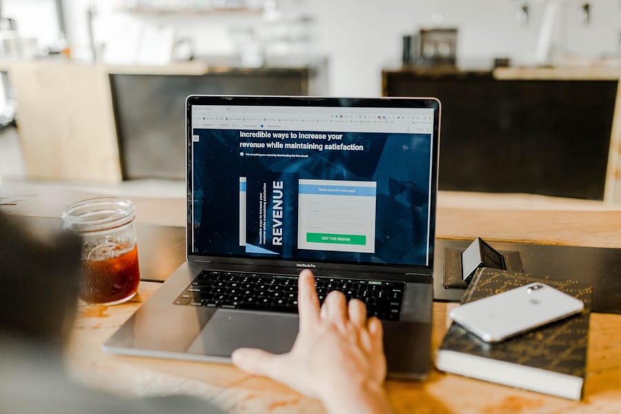 Website on a laptop