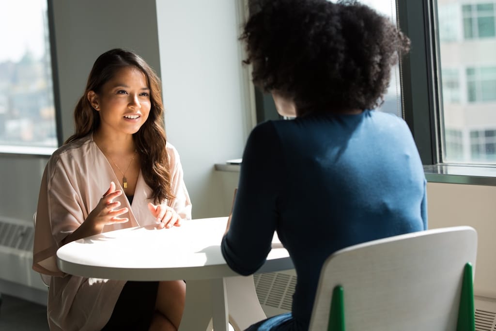 Adviser and business client in conversation